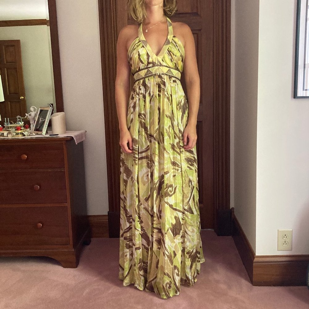 BCBGMAXAZRIA Silk Halter Gown